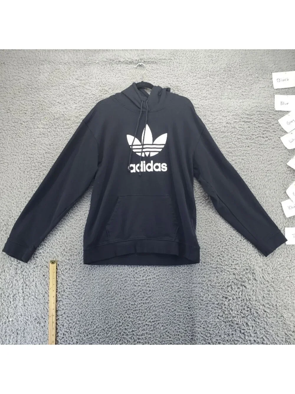Adidas Hoodie Mens 2XL Black Trefoil Logo Cotton Blend Kangaroo Pocket Drawstrin